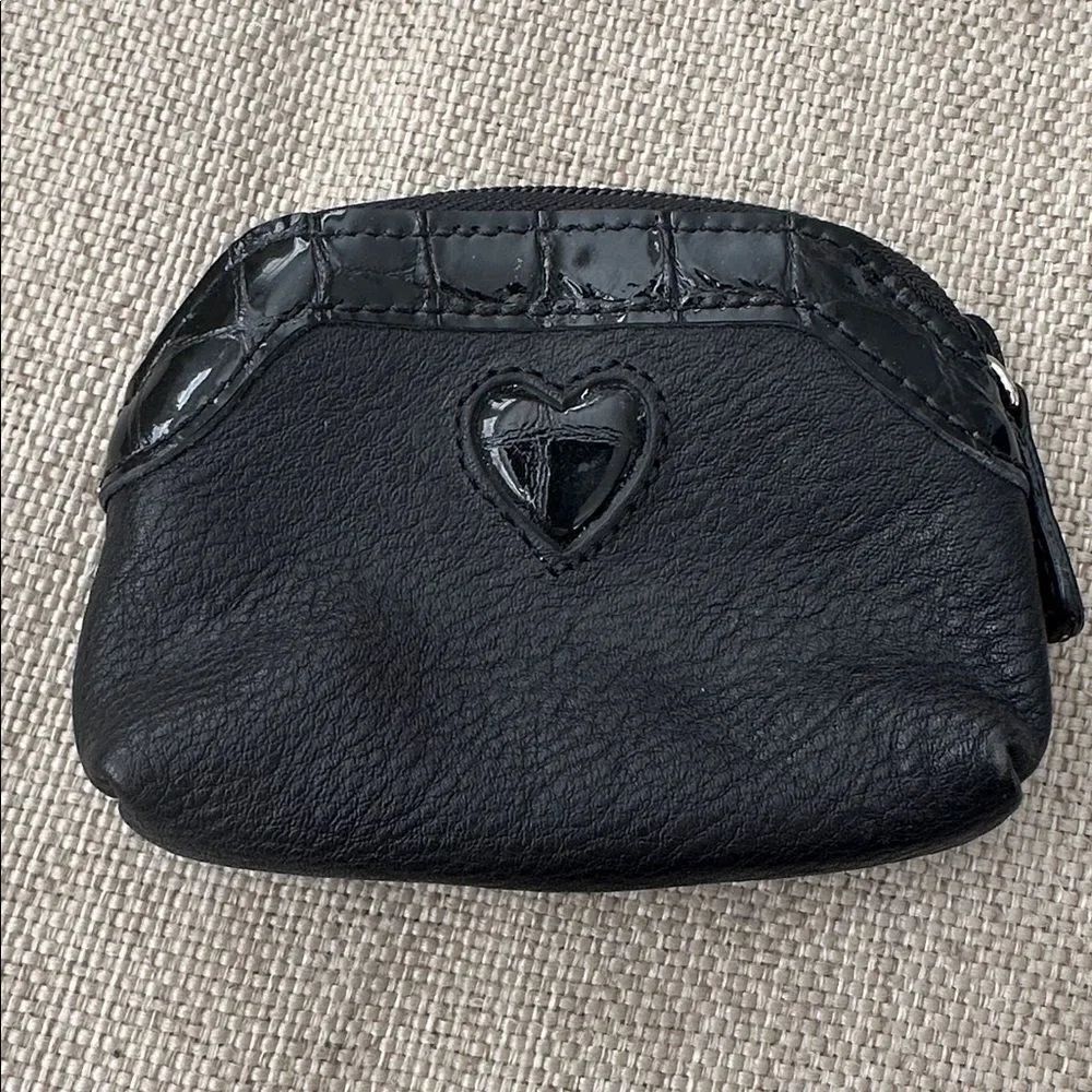 Brighton Black Leather Heart Coin Purse